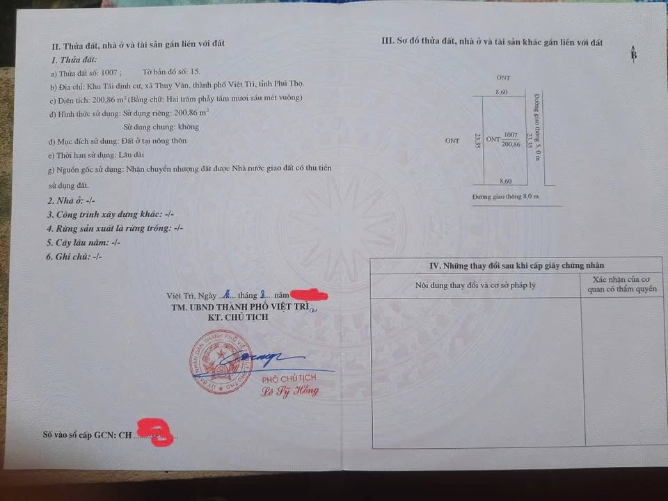 Đất nền Cẩm Đội Vân Phú 200m² giá 3 tỷ - Sổ đỏ chính chủ