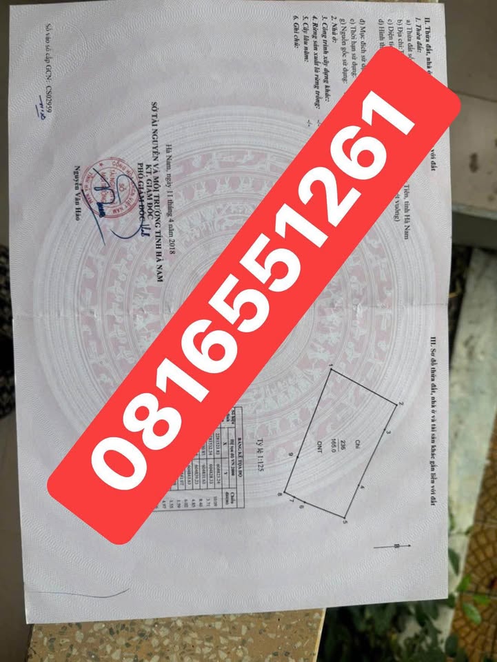 Đất nền Lam Hạ Phủ Lý 165m² 2.2 tỷ - Sổ đỏ chính chủ