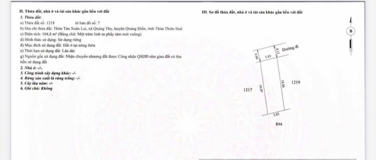 Đất nền Xuân Lai Quảng Thọ 104m² - Sổ đỏ chính chủ