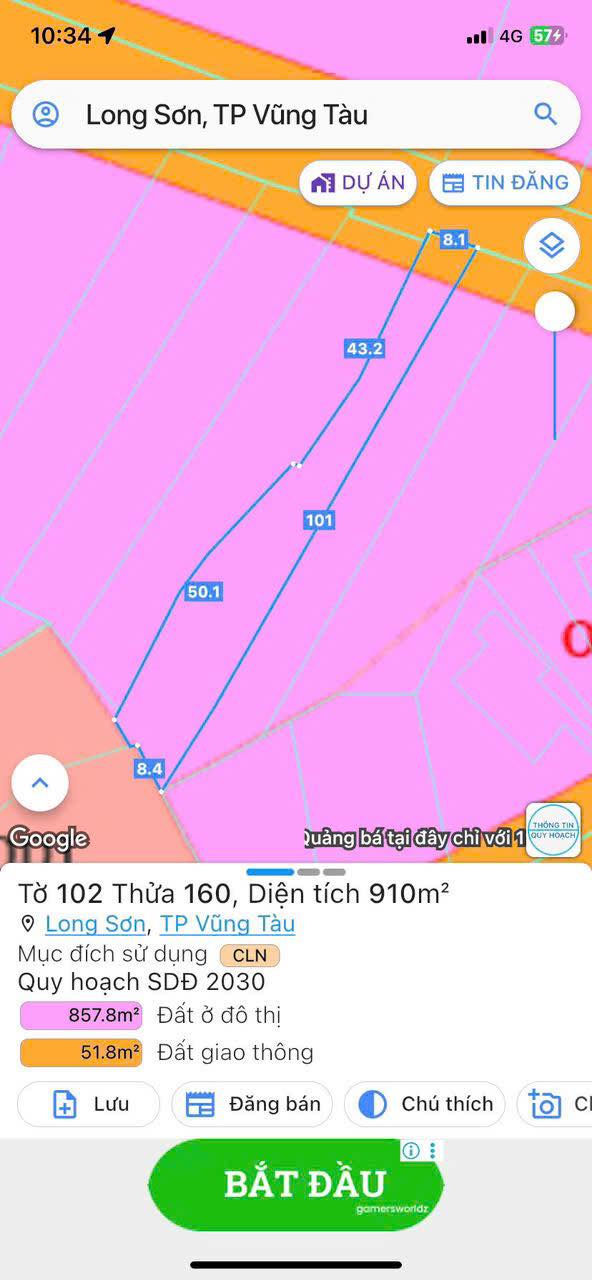 Đất Long Sơn Vũng Tàu 910m² 4.5 tỷ - Đất thổ cư 100%