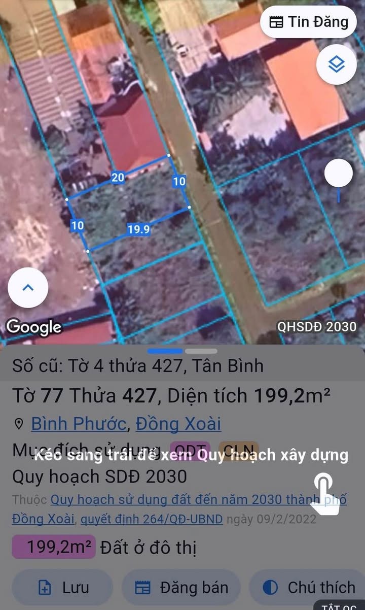 Đất Tân Bình Đồng Xoài 200m² 1 tỷ - Đường ô tô