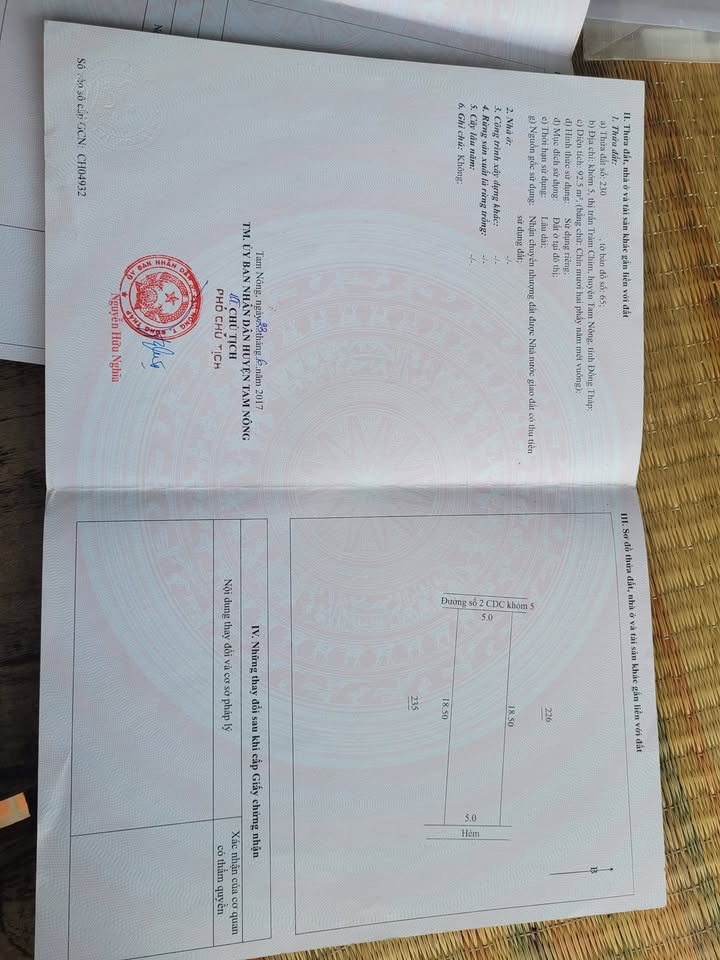 Đất nền Khóm 5 Tràm Chim 185m² giá 2.5 tỷ - Sổ đỏ chính chủ