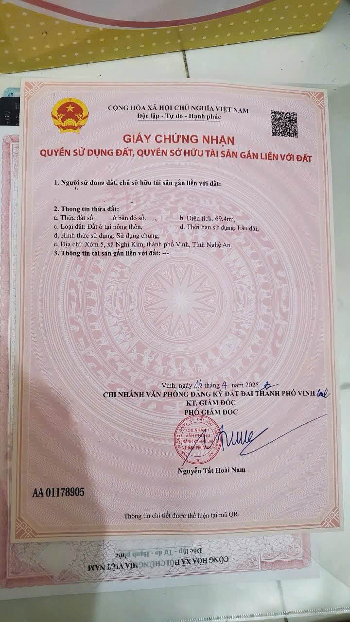 Đất xóm 5 Nghi Kim 69m² giá 1.65 tỷ - Đường to ô tô vào tận nơi