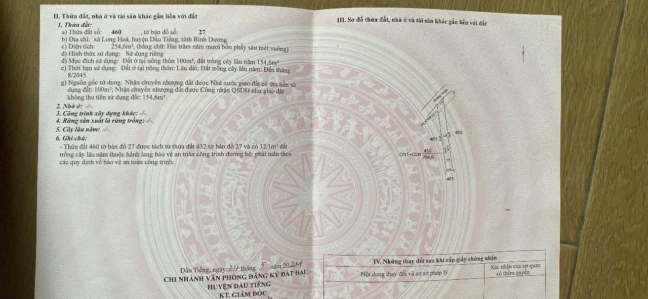 Đất Long Hoà Dầu Tiếng 250m² giá 550 triệu - Sổ đỏ chính chủ