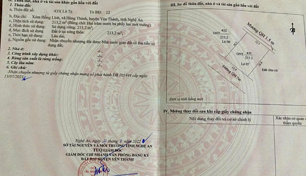 Đất nền Hùng Thành Xóm Hồng Lĩnh 213m² - Đường ô tô tiện lợi