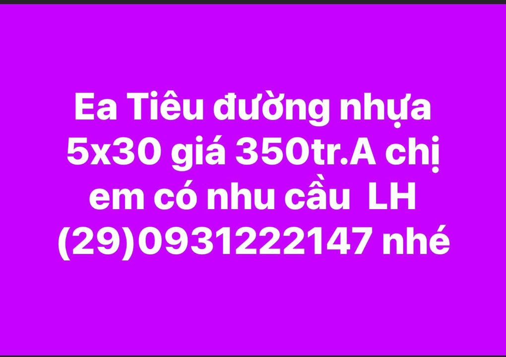 Đất nền Ea Tiêu 150m² 350tr - Đường ô tô thuận tiện khu dân cư