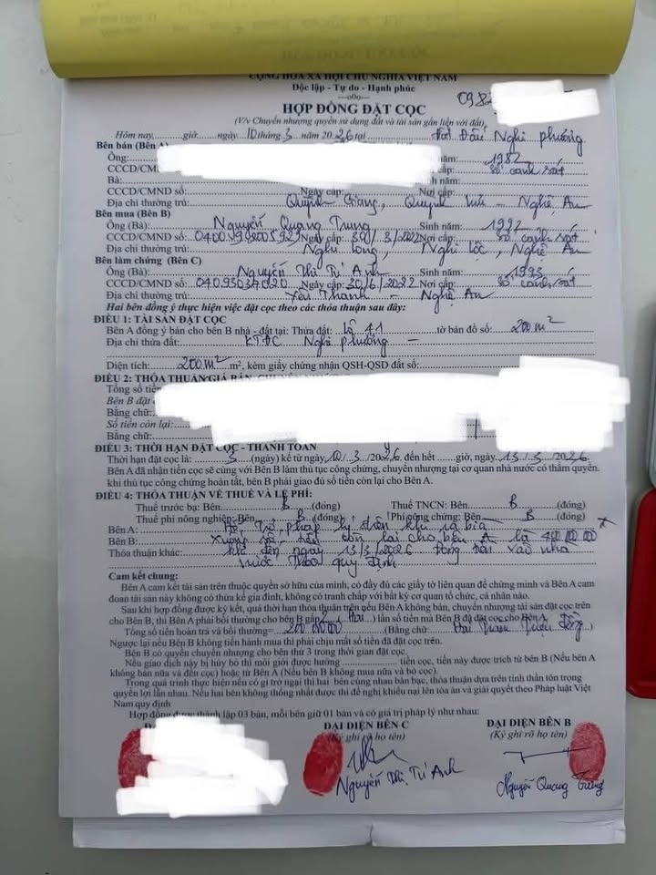 Dat nen Nghi Huong Vinh 200m2 2 ty - So do chinh chu