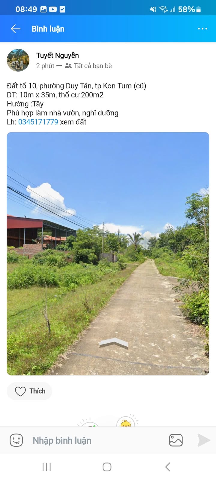 Đất nền Tổ 10 Duy Tân Kon Tum 350m² - Sổ đỏ chính chủ