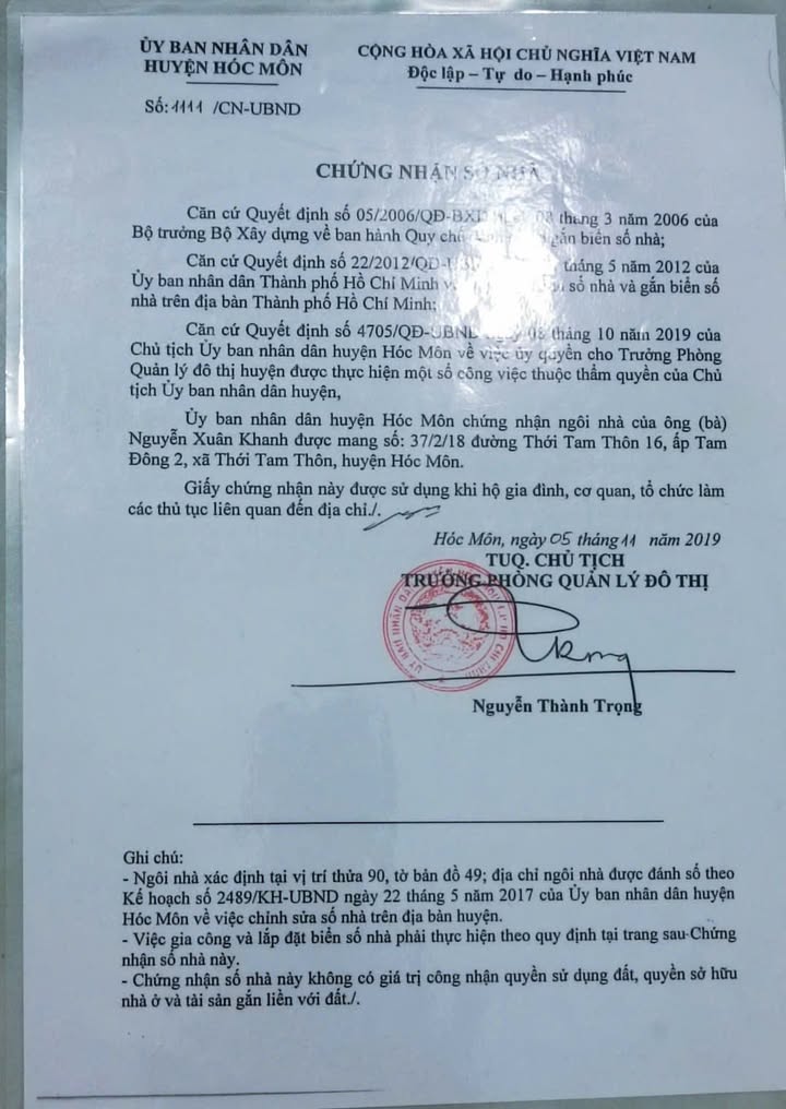 Nhà riêng Thới Tam Thôn Hóc Môn 52m² giá 2.3 tỷ - Chính chủ bán