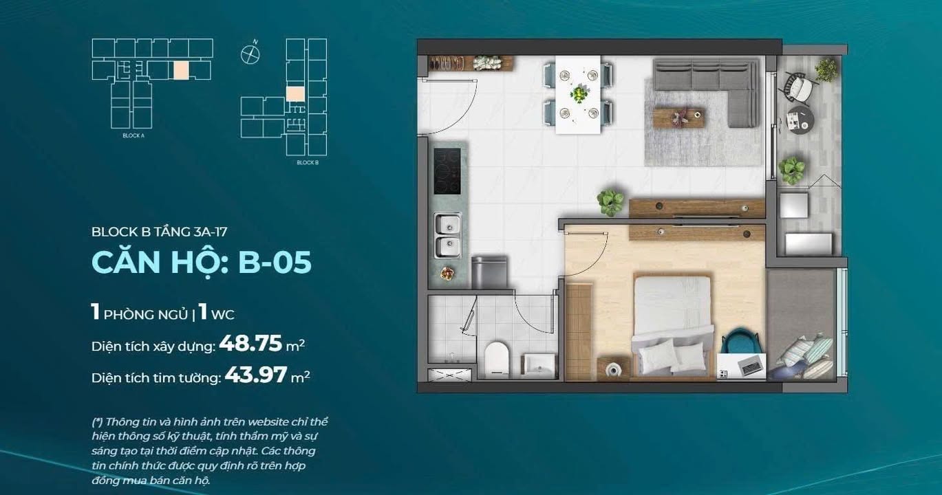 Căn hộ D-aqua Q8 48m² giá 8 triệu - Bàn giao ngay