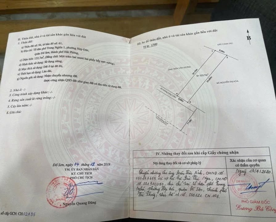 Đất nền Trung Nghĩa Dương Kinh 123m² 2,583 tỷ - Đường to ô tô