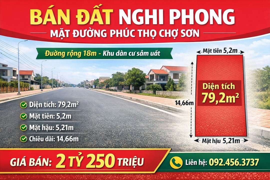 Đất Phúc Thọ Vinh 79m² 2.25 tỷ - Sổ đỏ chính chủ