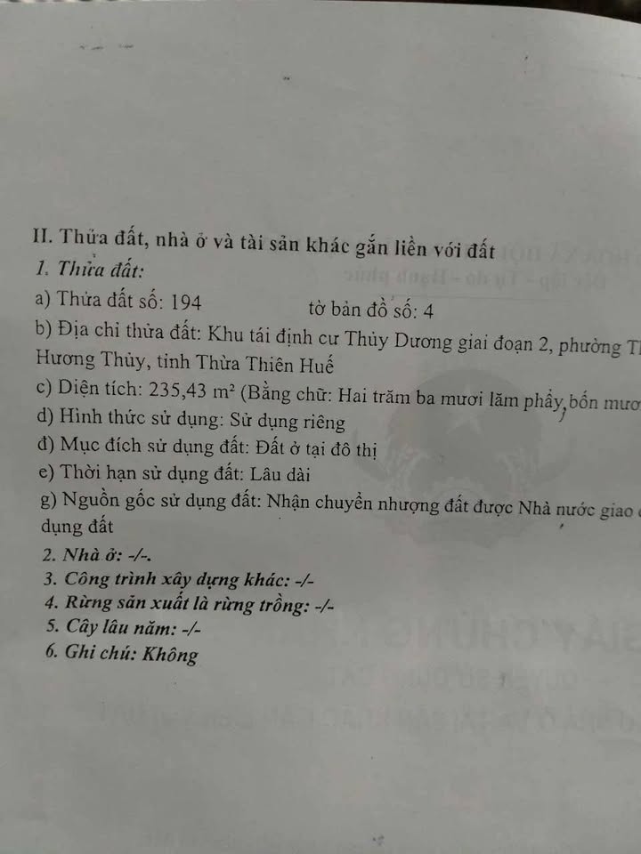 Đất nền Đông Nam Thủy An Huế 235m² 5,5225 tỷ - Đường to ô tô