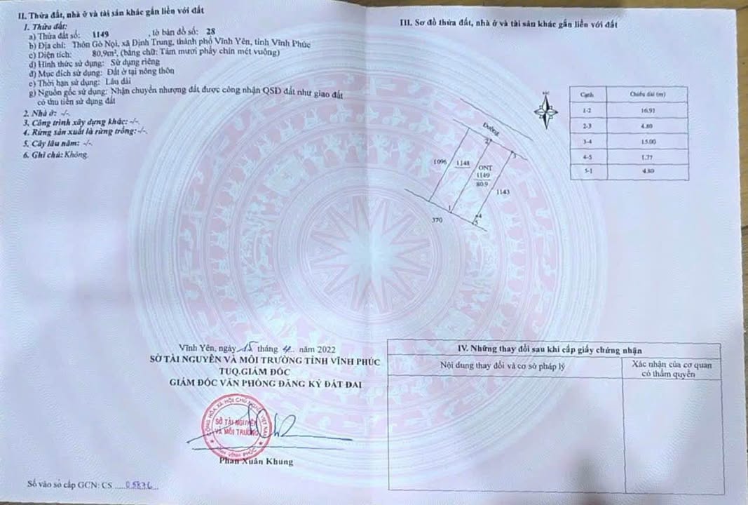 Đất nền Định Trung Vĩnh Yên 81m² 1,8 tỷ - Sổ đỏ chính chủ