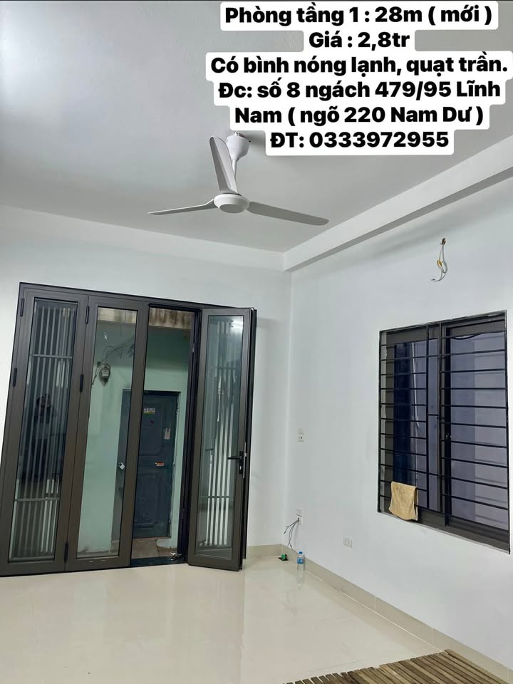 Phòng trọ Lĩnh Nam 28m² 2.8 triệu - Sẵn sàng vào ở