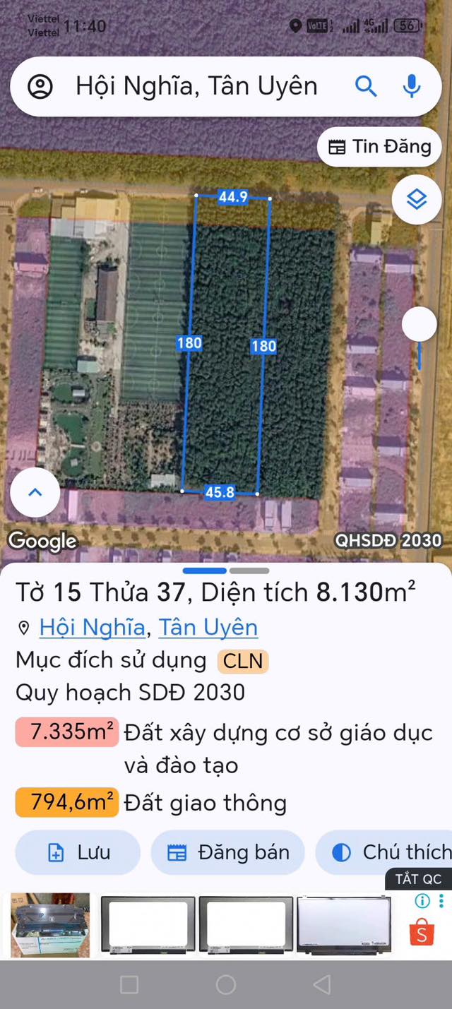 Đất nền Hội Nghĩa Tân Uyên 8.000m² 56 tỷ - Sổ đỏ chính chủ