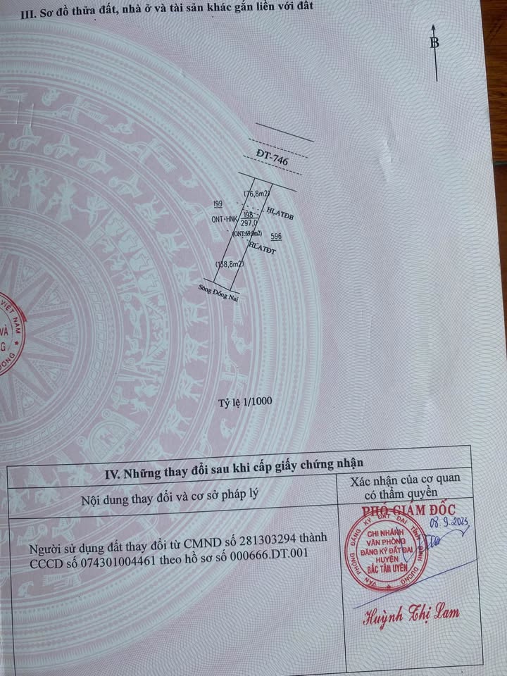 Đất nền Tân Uyên DT 746 294m² 2 tỷ - Sổ đỏ chính chủ