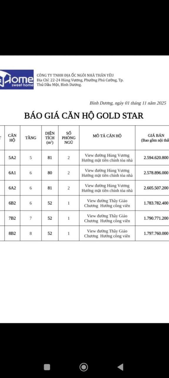 Căn hộ Gold Star Hùng Vương 80m² 2.3 tỷ - Bàn giao ngay