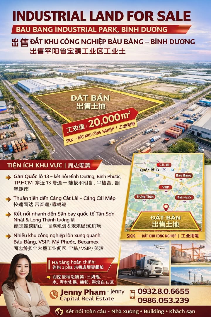Đất CN Bàu Bàng Bình Dương 20.000m² - Sổ đỏ chính chủ