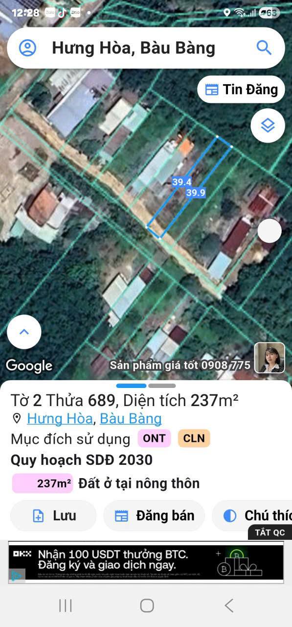 Đất nền Bến Cát 239m² 1,599 tỷ - Sổ đỏ chính chủ