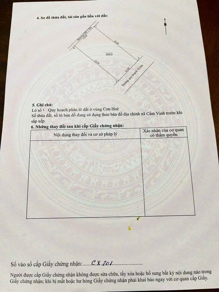 Đất nền Cẩm Vịnh Hà Tĩnh 200m² 1.8 tỷ - Đất thổ cư 100%