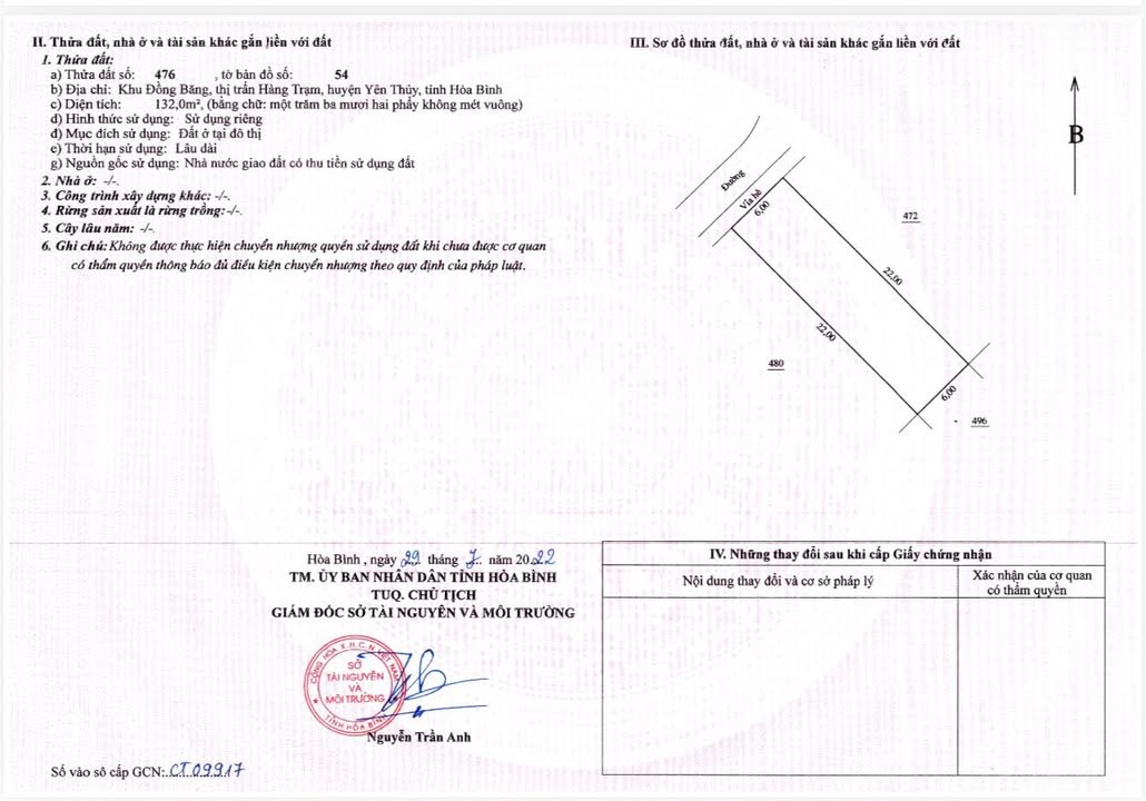 Đất nền Hàng Trạm 132m² giá thỏa thuận - Sổ đỏ chính chủ