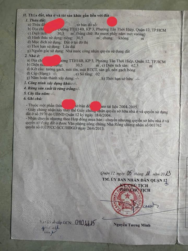 Nhà Quận 12 Tân Thới Hiệp 30,5m² giá 2,4 tỷ - Chính chủ bán