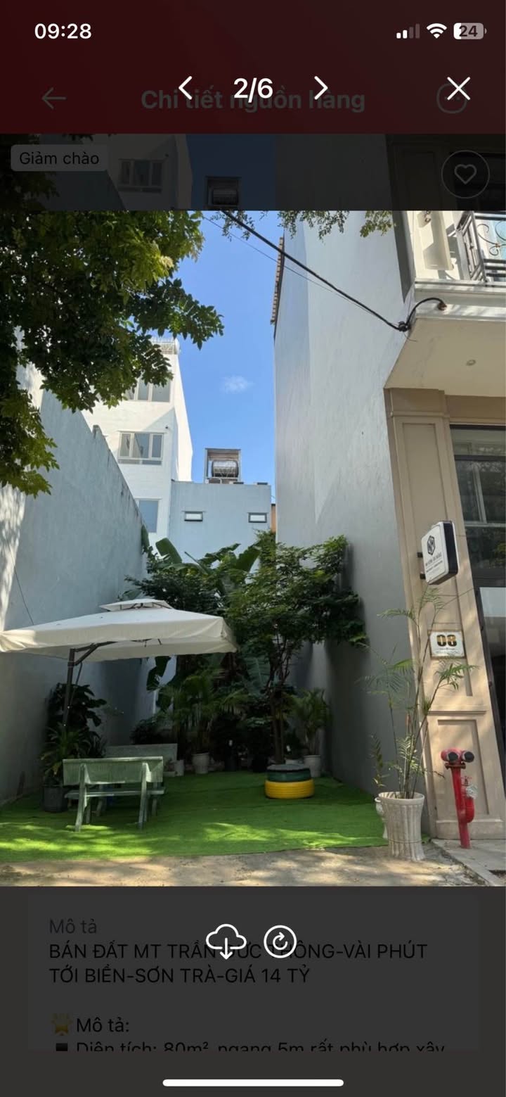 Đất nền Sơn Trà 80m²/14 tỷ - Đường to ô tô