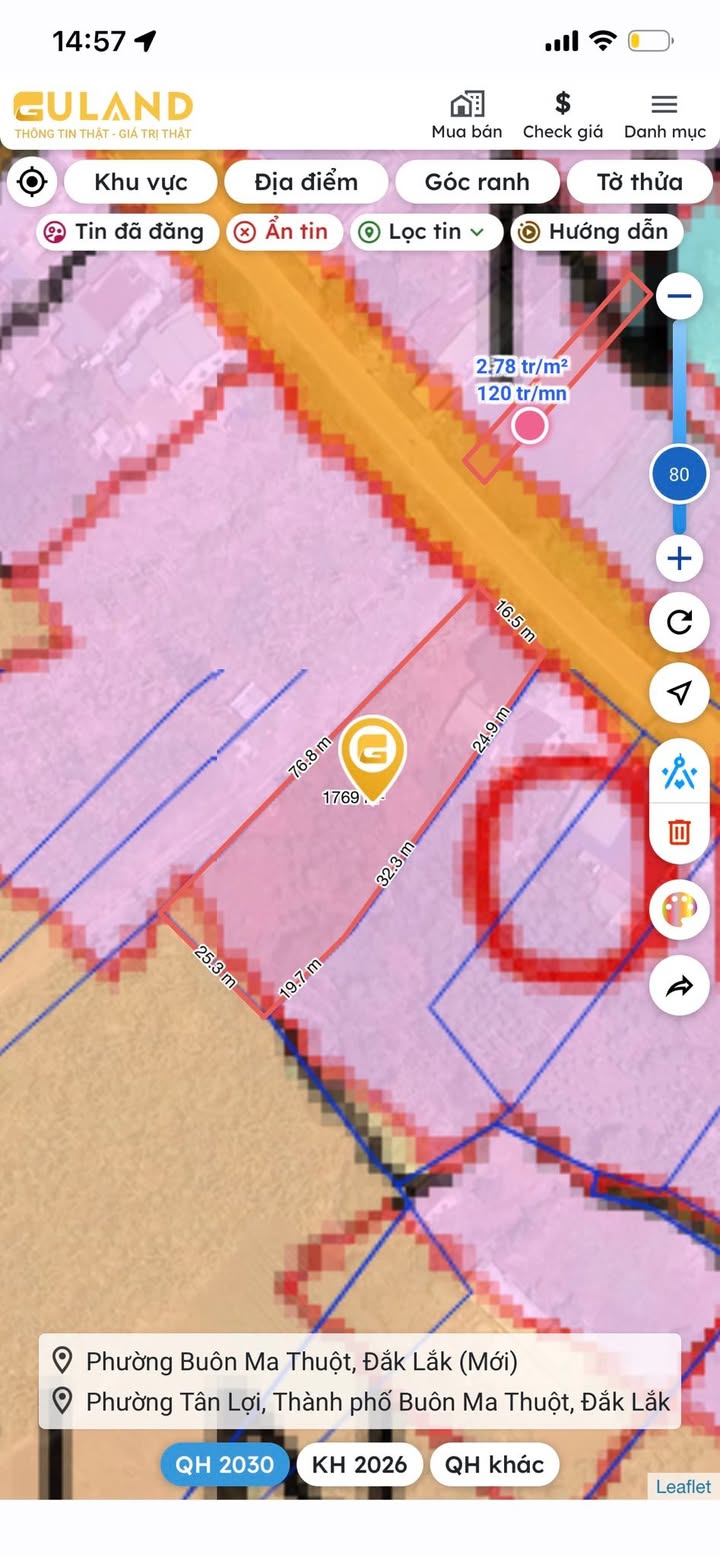 Đất nền Hòa Phú BMT 1.769m² 1,85 tỷ - Sổ đỏ chính chủ