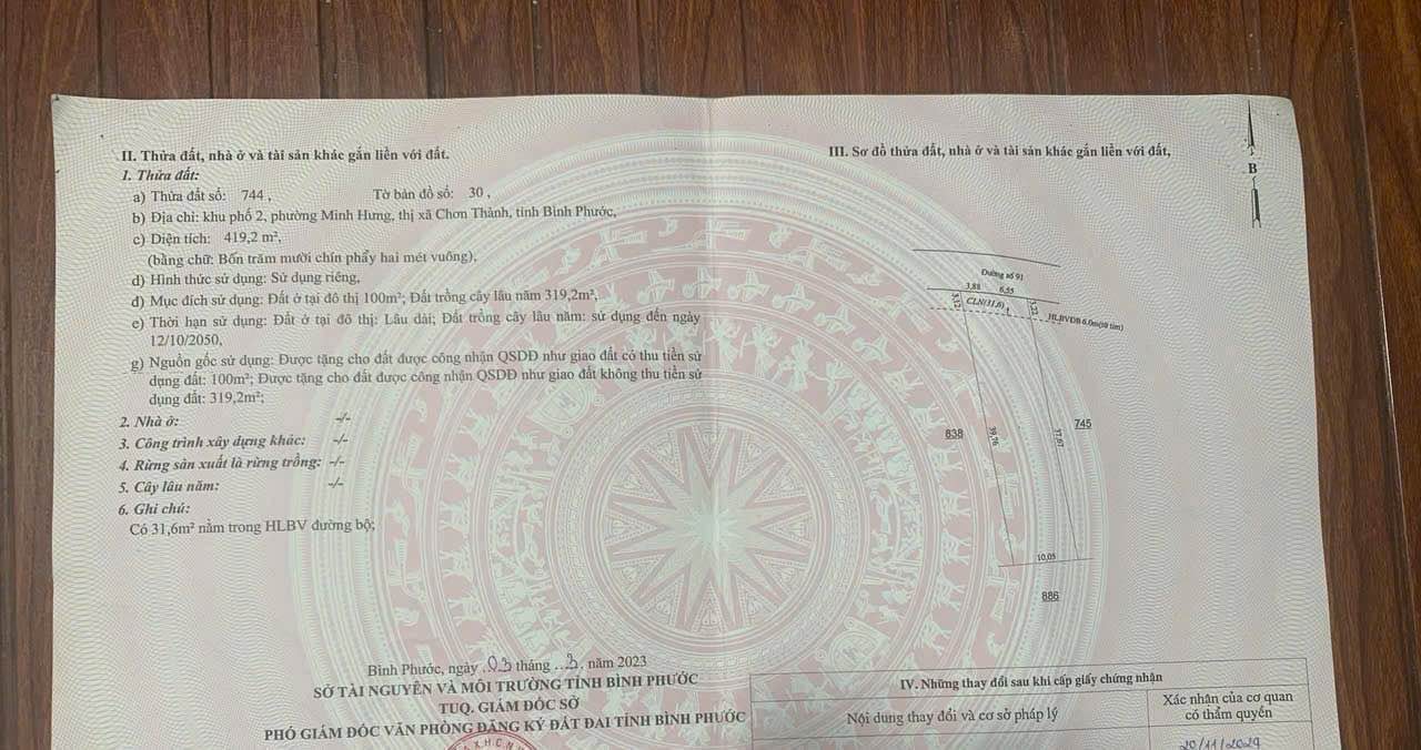 Đất nền Tổ Chơn Thành 420m² 1 tỷ - Sổ đỏ chính chủ