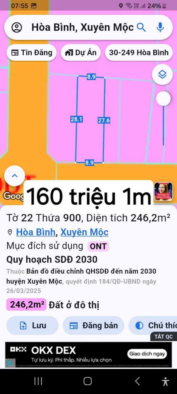 Đất nền Hòa Hội 249m² 39.84 tỷ - Sổ đỏ chính chủ