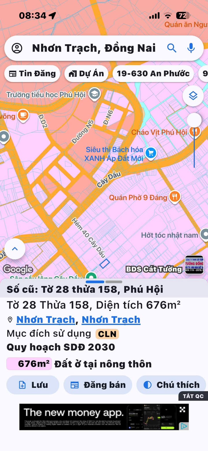 Đất nền Nhơn Trạch, Đồng Nai 676m² 9.3 tỷ - Thổ cư 100%