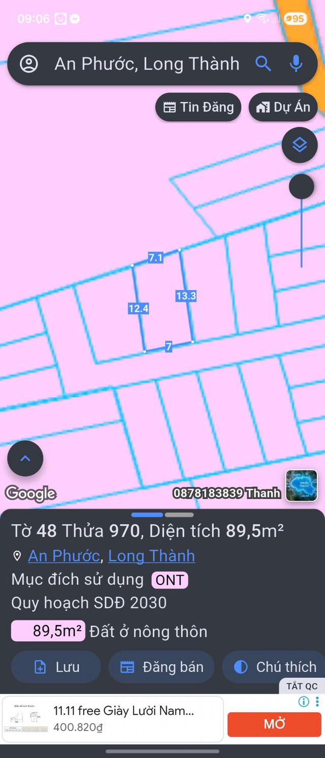 Đất Tam An Long Thành 91m² giá 1.15 tỷ - Sổ đỏ chính chủ