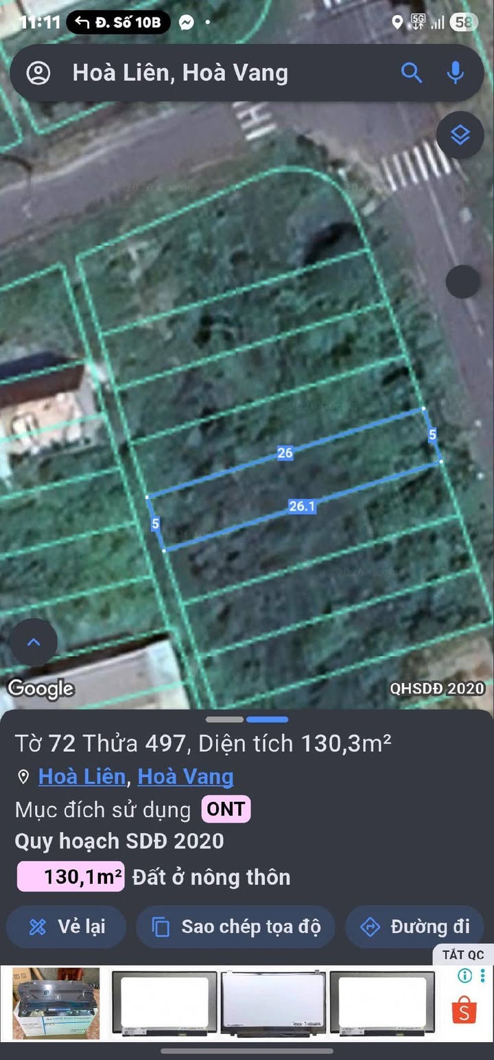 Đất nền Hòa Liên Đà Nẵng 129m² 3,7 tỷ - Sổ đỏ chính chủ