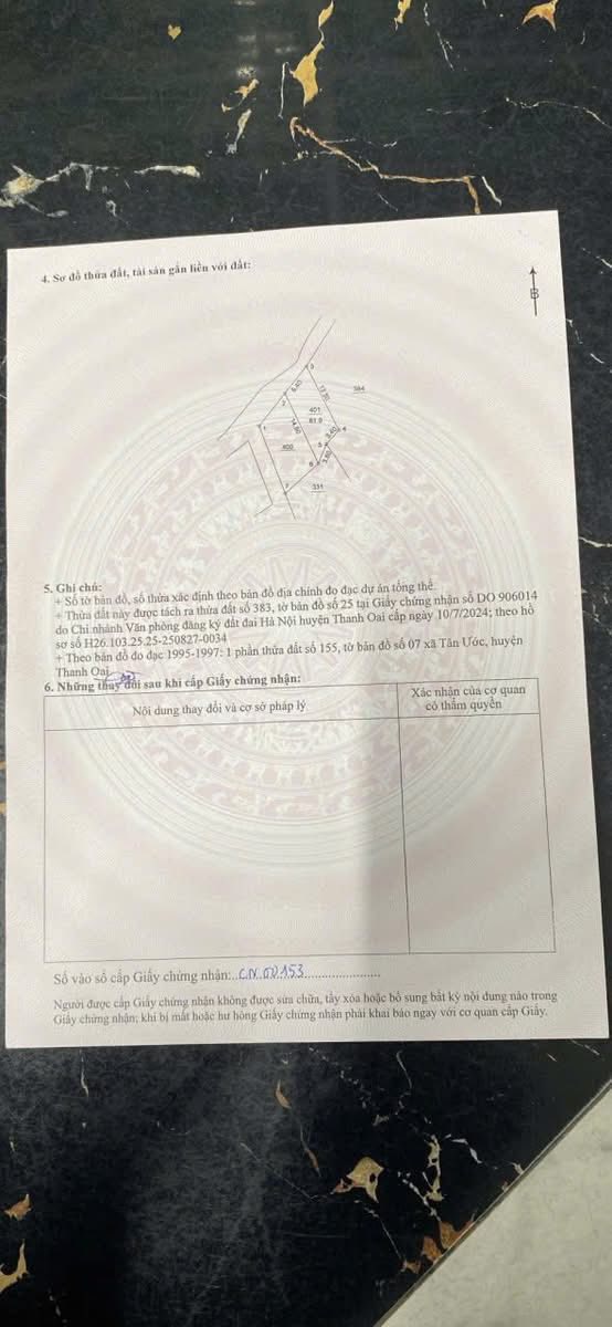 Dat nen Dong Tan 81m2 4x trieu/m2 - So do chinh chu