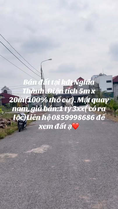 Đất nền Nghĩa Thành 100m² 1.3 tỷ - Sổ đỏ chính chủ