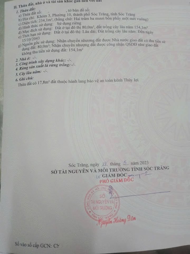 Đất Mỹ Xuyên Võ Văn Kiệt 80m² 790 triệu - Sổ đỏ chính chủ