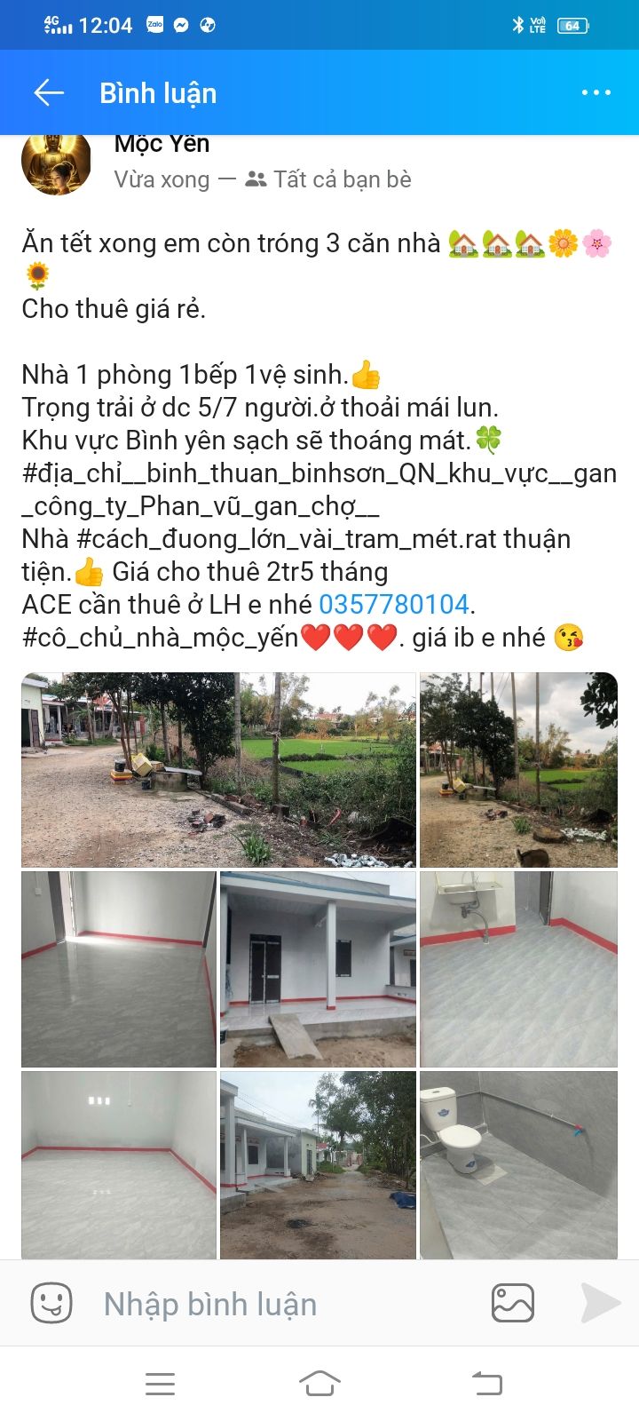 Nhà thuê Bình Thuận Bình Sơn 2.5 triệu/tháng - Sẵn sàng ở ngay