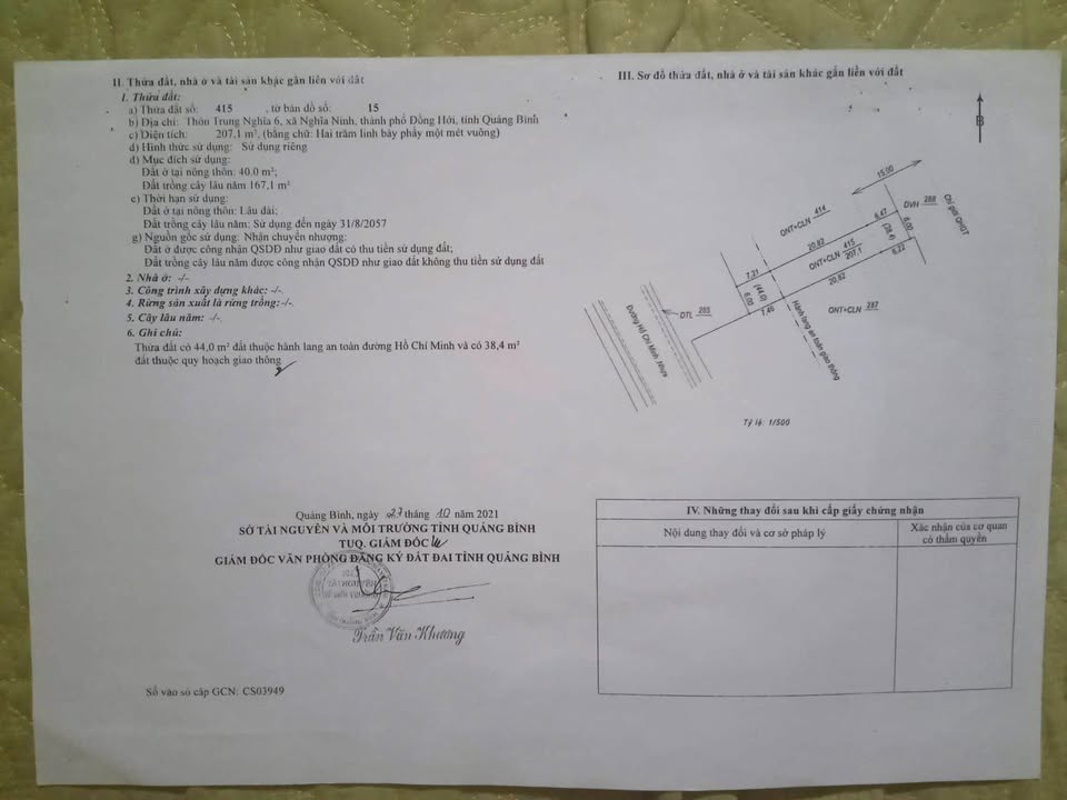 Đất nền Đồng Hới 207m2 1,1 tỷ - Sổ đỏ chính chủ