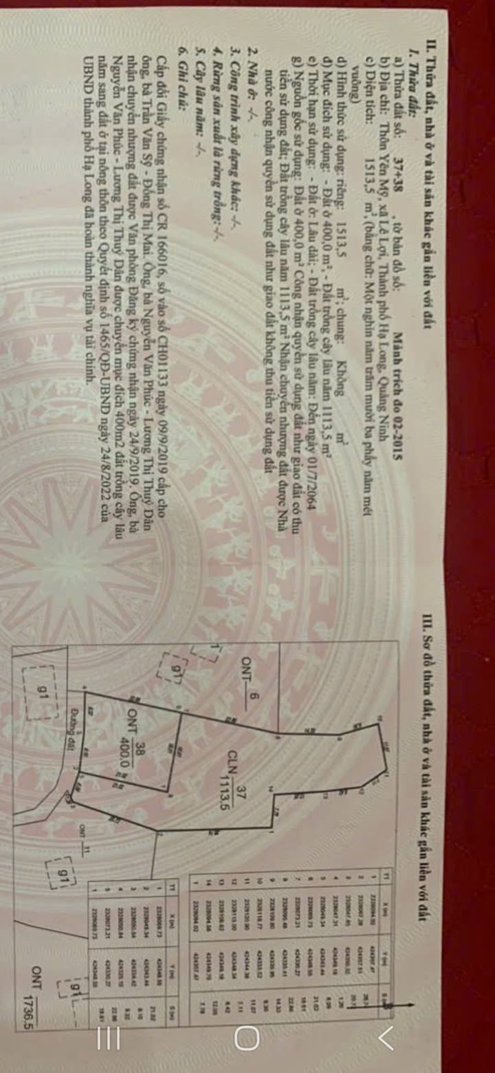 Đất nền Hạ Long Hoành Bồ 1.513m² 4.539 tỷ - Sổ đỏ chính chủ