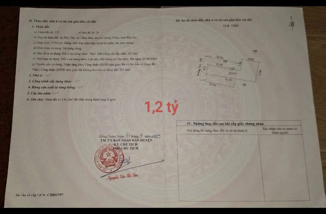 Đất nền Châu Hòa 273m² giá 1,2 tỷ - Sổ đỏ chính chủ
