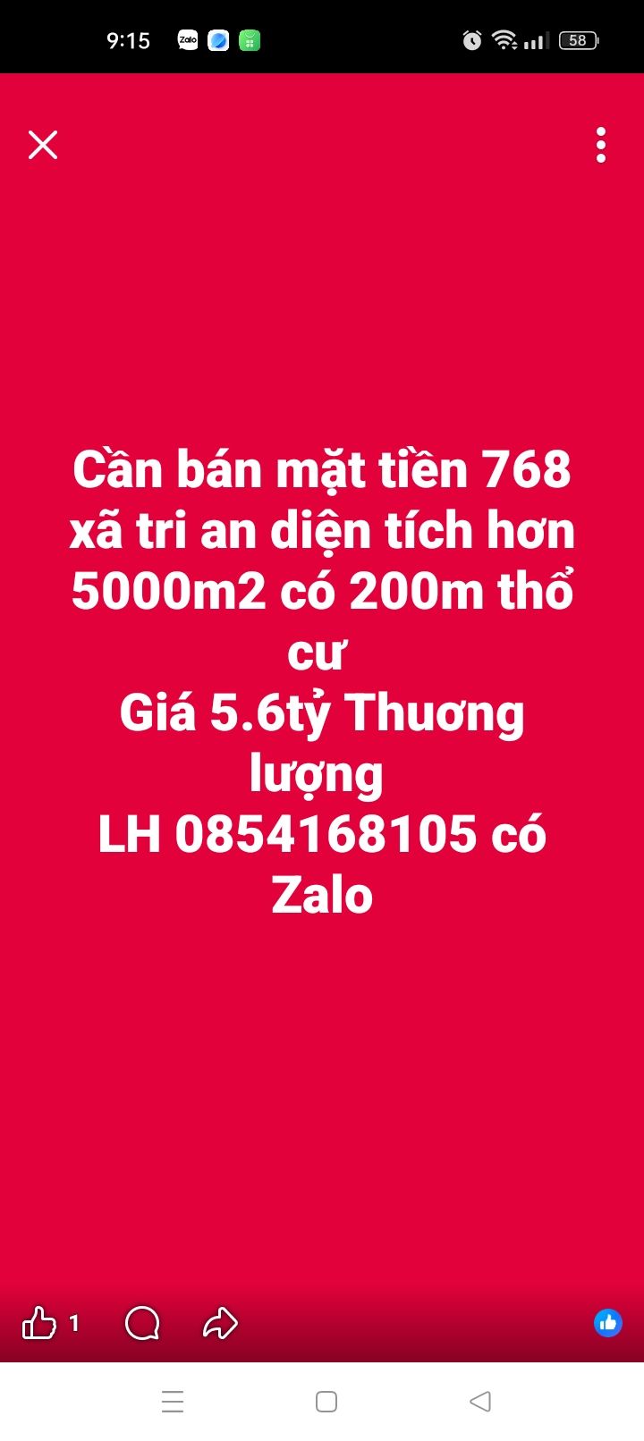 Đất nền Trị An 5000m² giá 5.6 tỷ - Sổ đỏ chính chủ