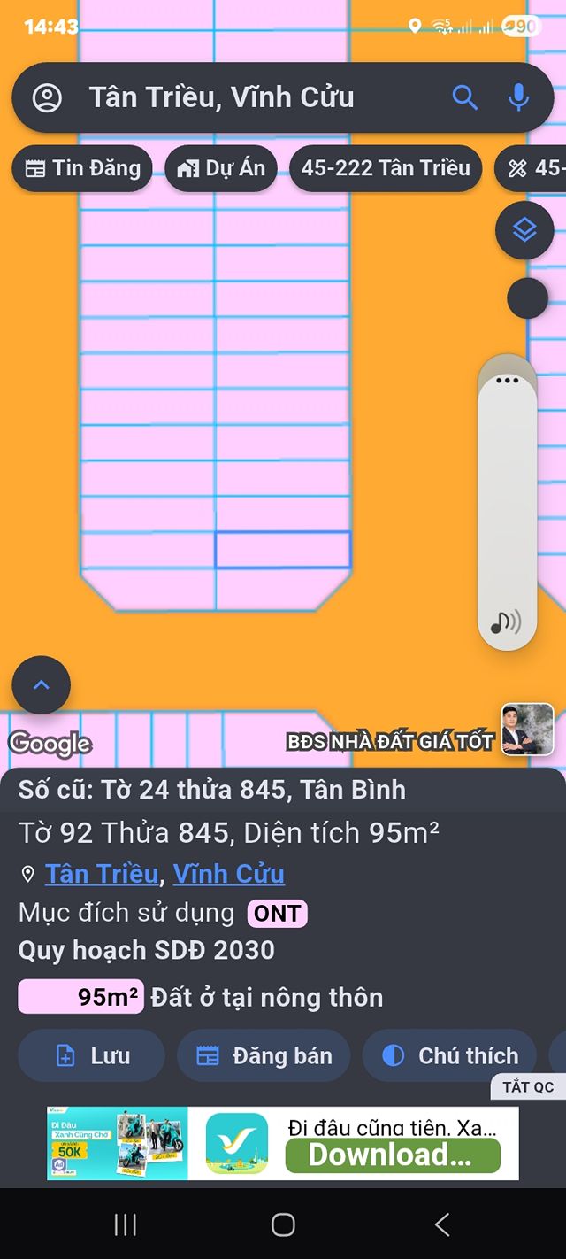 Đất nền Tân Bình Vĩnh Cửu 95m² 1.9 tỷ - Sổ đỏ chính chủ