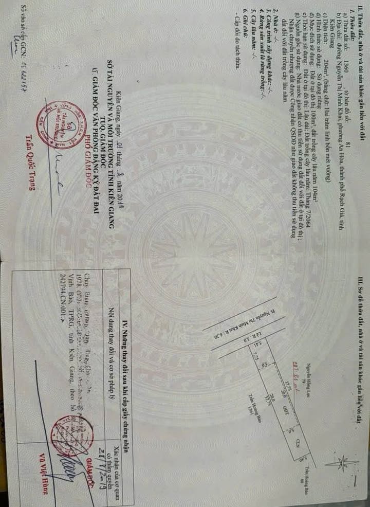 Đất Hà Tiên Nguyễn Thị Minh Khai 204m² 2.8 tỷ - Đường ô tô