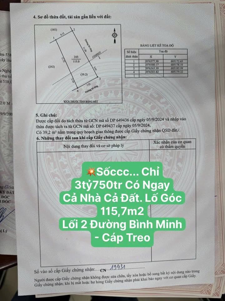 Nhà riêng Vinh 116m² giá 3.75 tỷ - Chính chủ bán