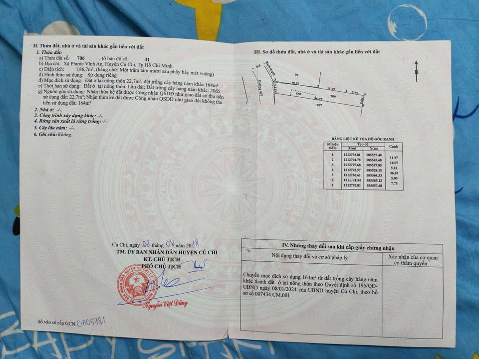 Đất nền Tân Phú Trung 185m² giá tốt - Sổ đỏ chính chủ