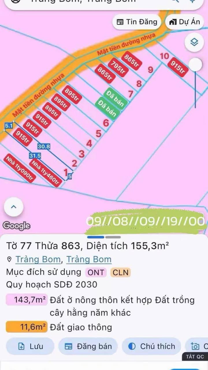Đất nền Trảng Bom 115m² 795 triệu - Sổ đỏ chính chủ