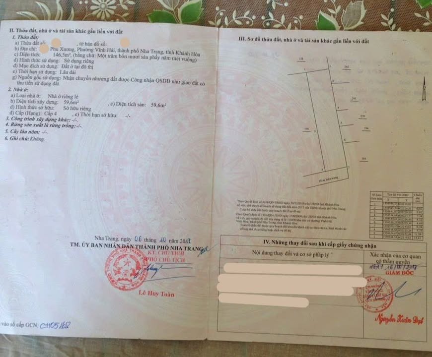 Đất nền Vĩnh Hải Nha Trang 146m² 4,85 tỷ - Sổ đỏ chính chủ