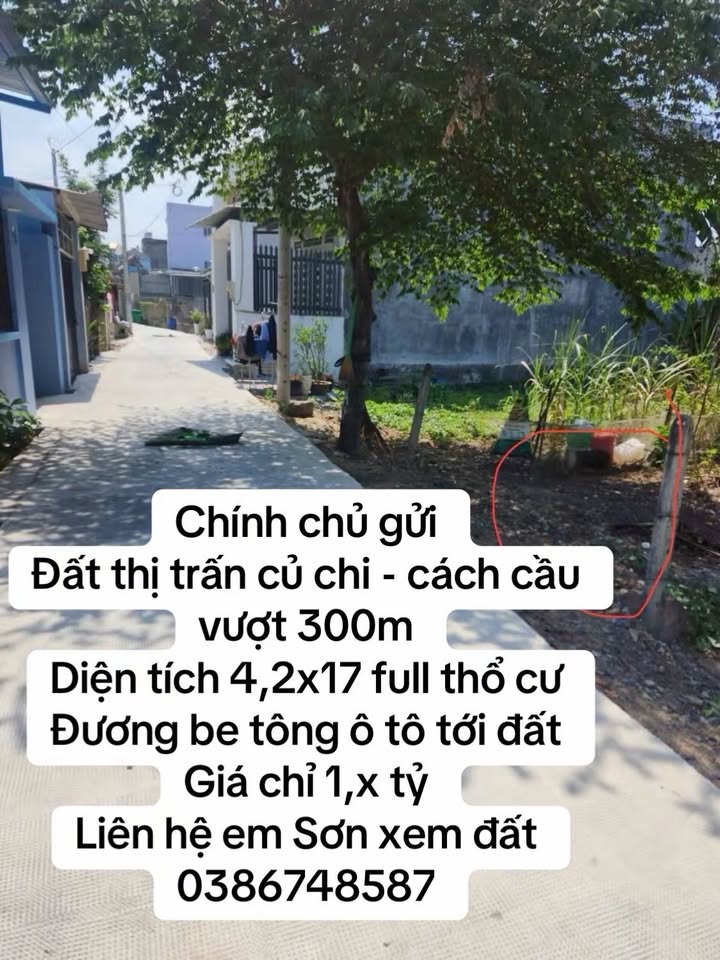 Đất thổ cư TT Củ Chi 71m² 1,x tỷ - Sổ hồng sẵn