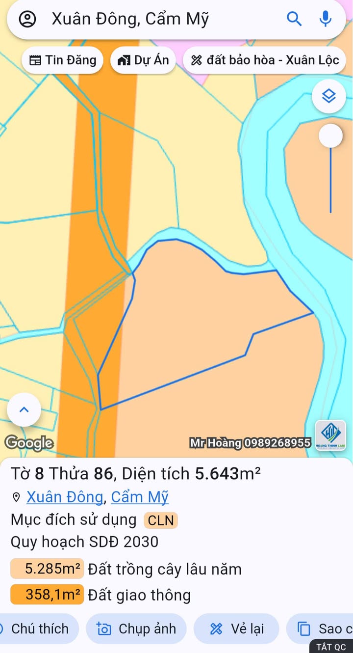 Đất nền Xuân Đông Cẩm Mỹ 6000m² giá 5.5 tỷ - Sinh thái xanh